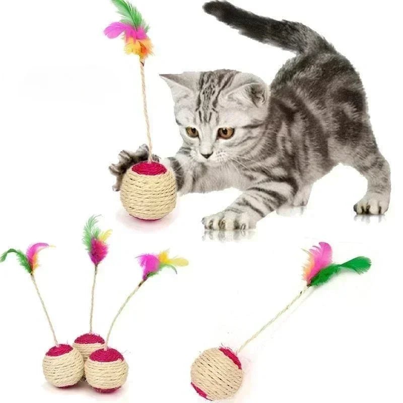 1Pc Cat Toy Sisal Scratching Ball Training Interactive Toy for Kitten Pet Cat Supplies Feather Toy Cat Toys Interactive - Chaton Meow Meow