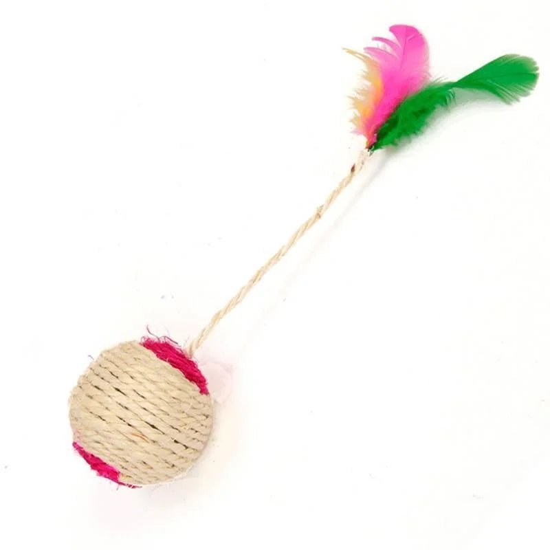 1Pc Cat Toy Sisal Scratching Ball Training Interactive Toy for Kitten Pet Cat Supplies Feather Toy Cat Toys Interactive - Chaton Meow Meow