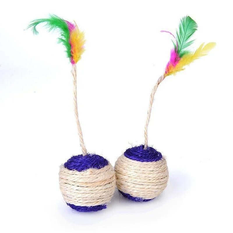 1Pc Cat Toy Sisal Scratching Ball Training Interactive Toy for Kitten Pet Cat Supplies Feather Toy Cat Toys Interactive - Chaton Meow Meow