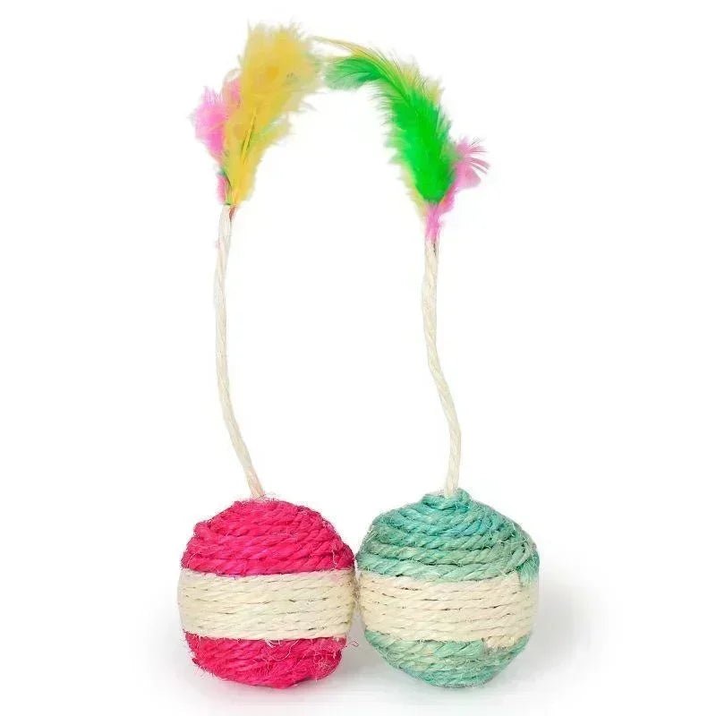 1Pc Cat Toy Sisal Scratching Ball Training Interactive Toy for Kitten Pet Cat Supplies Feather Toy Cat Toys Interactive - Chaton Meow Meow